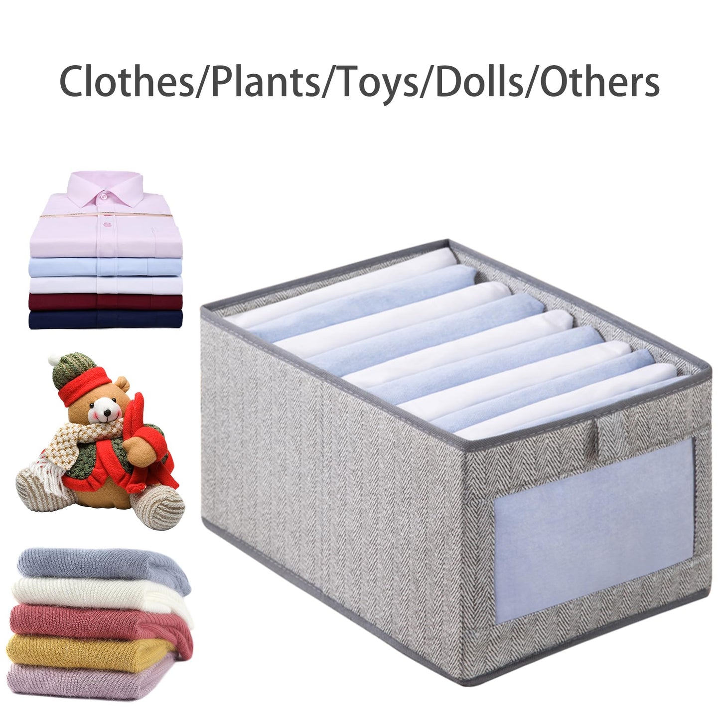 Goesort Set of 5 Clothes Storage Boxes, Wardrobe Storage Organiser Fabric Clothes Organiser