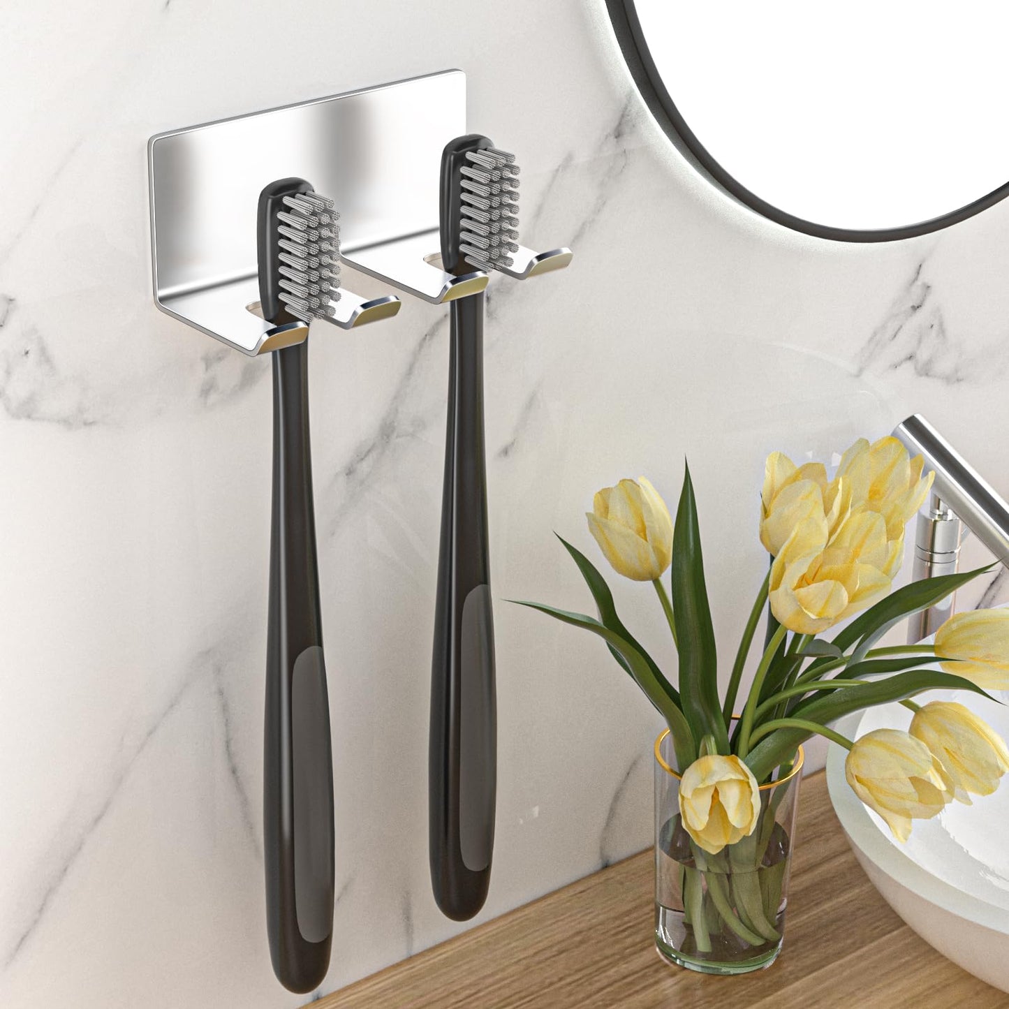 YAYINLI Toothbrush Holder Wall Mounted - Electric Tooth Brush Holder for Bathroom, Self Adhesive Non Screw Toothbrush Head Holder