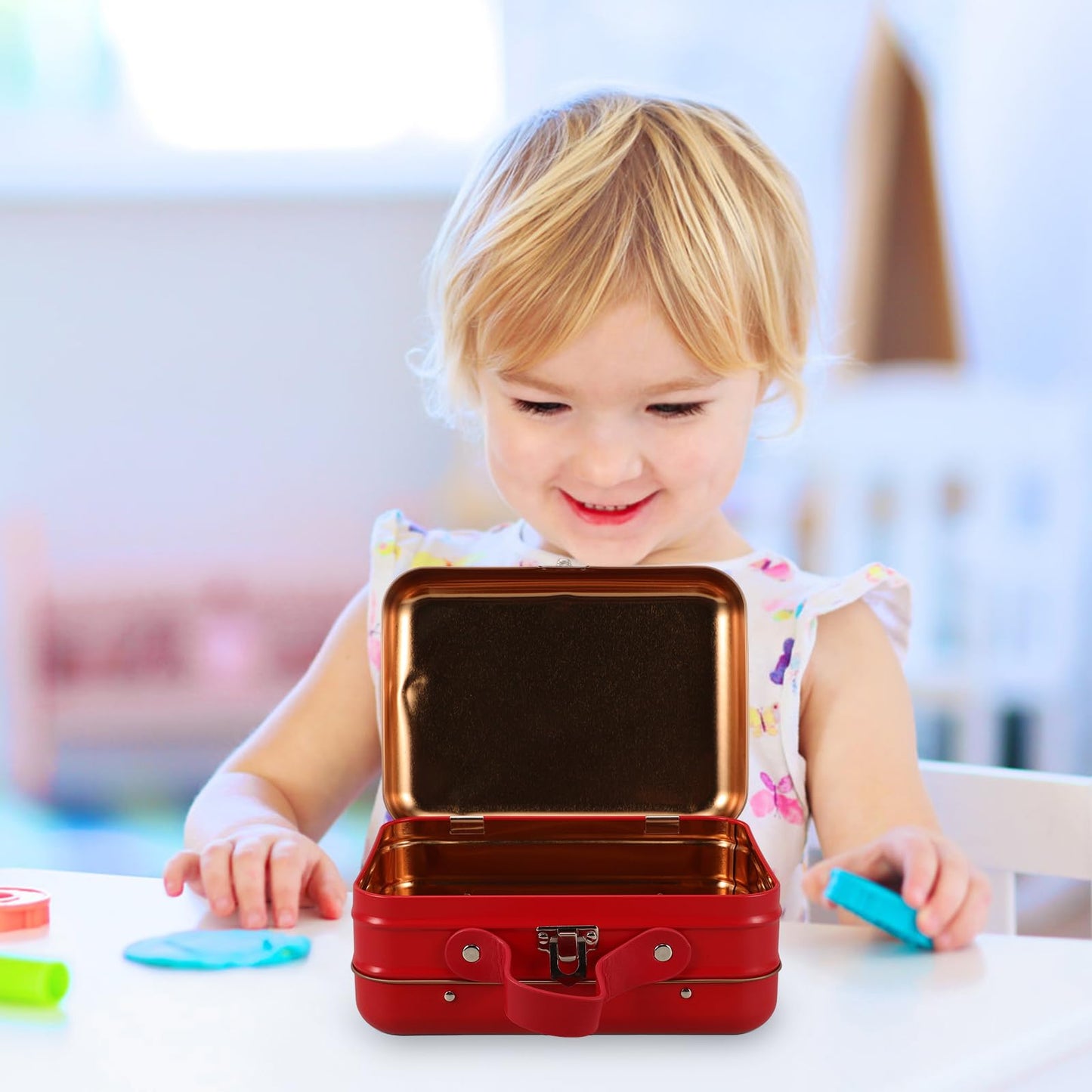 Alipis Toy Storage Box Boxes Retro Decor Toys Black Storage Bins Wedding Gif Boxes Mini Suitcase Pencils Case Small Suitcase Makeup Case Tiny Red Iron
