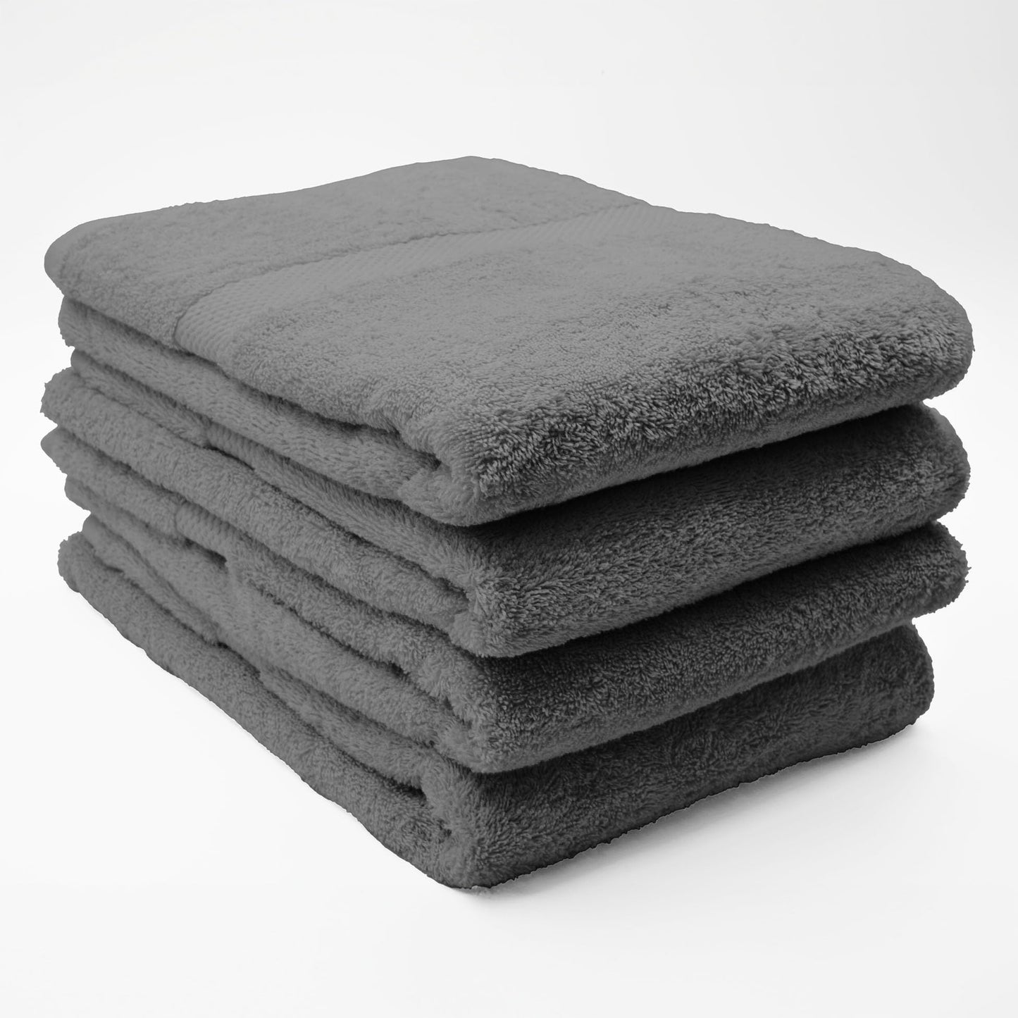 Douceur d'Intérieur, Elegance Set of 4 Shower Towels 70 x 130 cm Plain Terry Cloth Anthracite