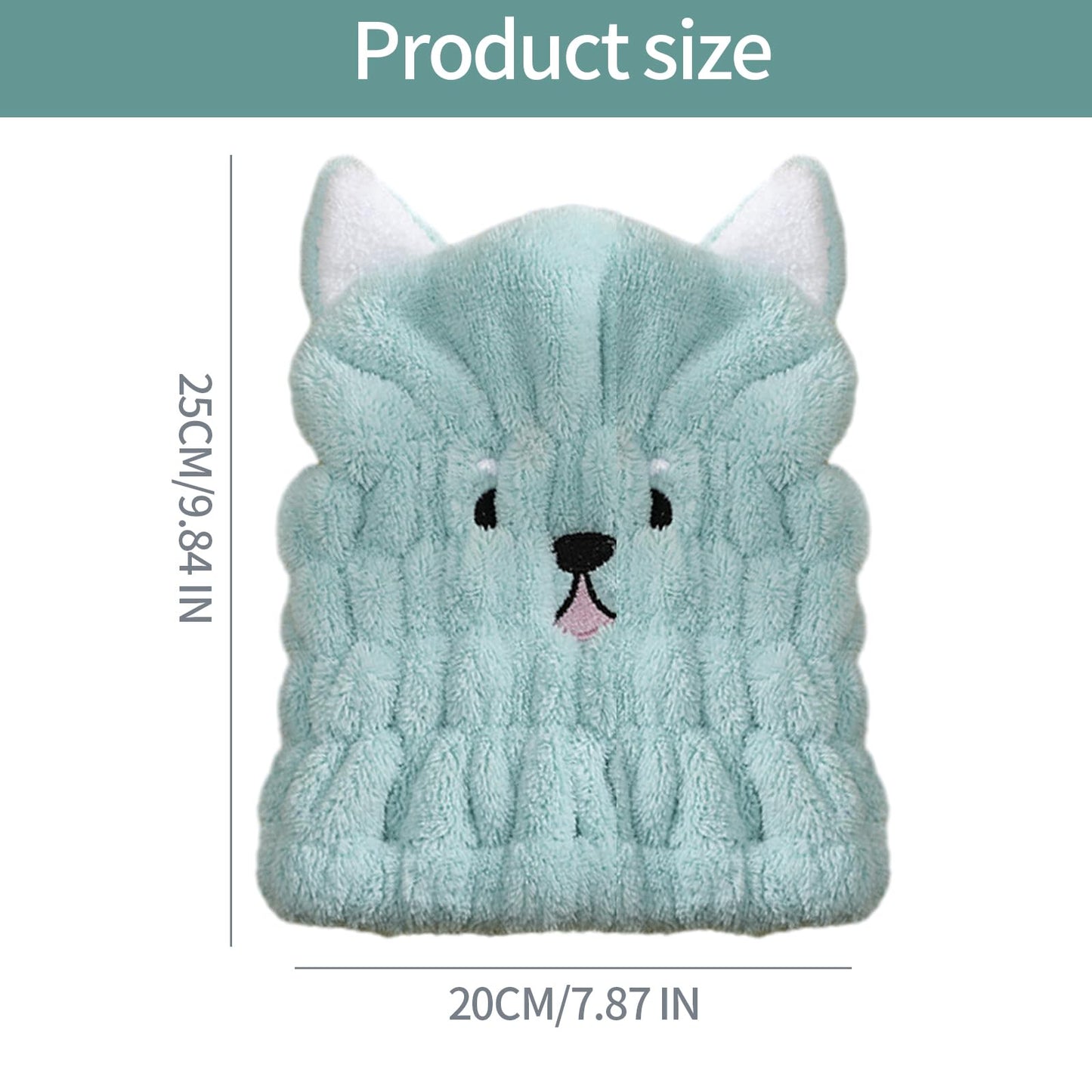 2Pcs Hair Drying Towels Microfibre Hair Towel Hat Super Absorbent Bath Cap with Cute Cat Rabbit Ear Dry Hair Cap Coral Fleece Hair Towel for Women