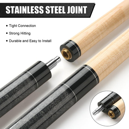 ASMPCUE Pool Cue, 58'' 20oz Billiard Cue Canadian Maple Wood Pool Cue 13mm Tips for Professional Pool Cue Players, 1/2 Maple Cue Sticks with Irish