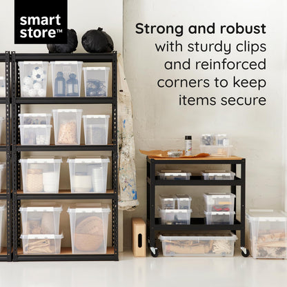SmartStore 3.5L Small Plastic Storage Boxes with Lids - Set of 8 - Transparent - Stackable and Nestable - 10 Year Guarantee- Food Safe and BPA Free