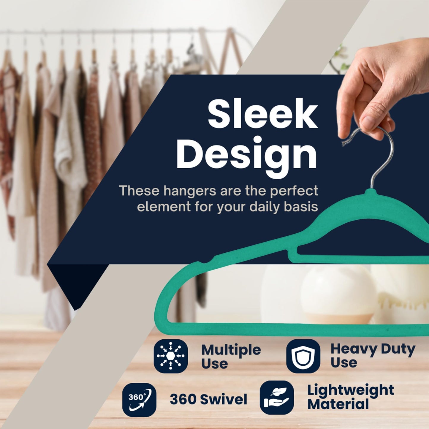 Sasha Morel 20 Pack Velvet Coat Hangers – Non Slip Velvet Hangers for Clothes, Space Saving Adult Hangers with Tie Organizer & Swivel Hooks