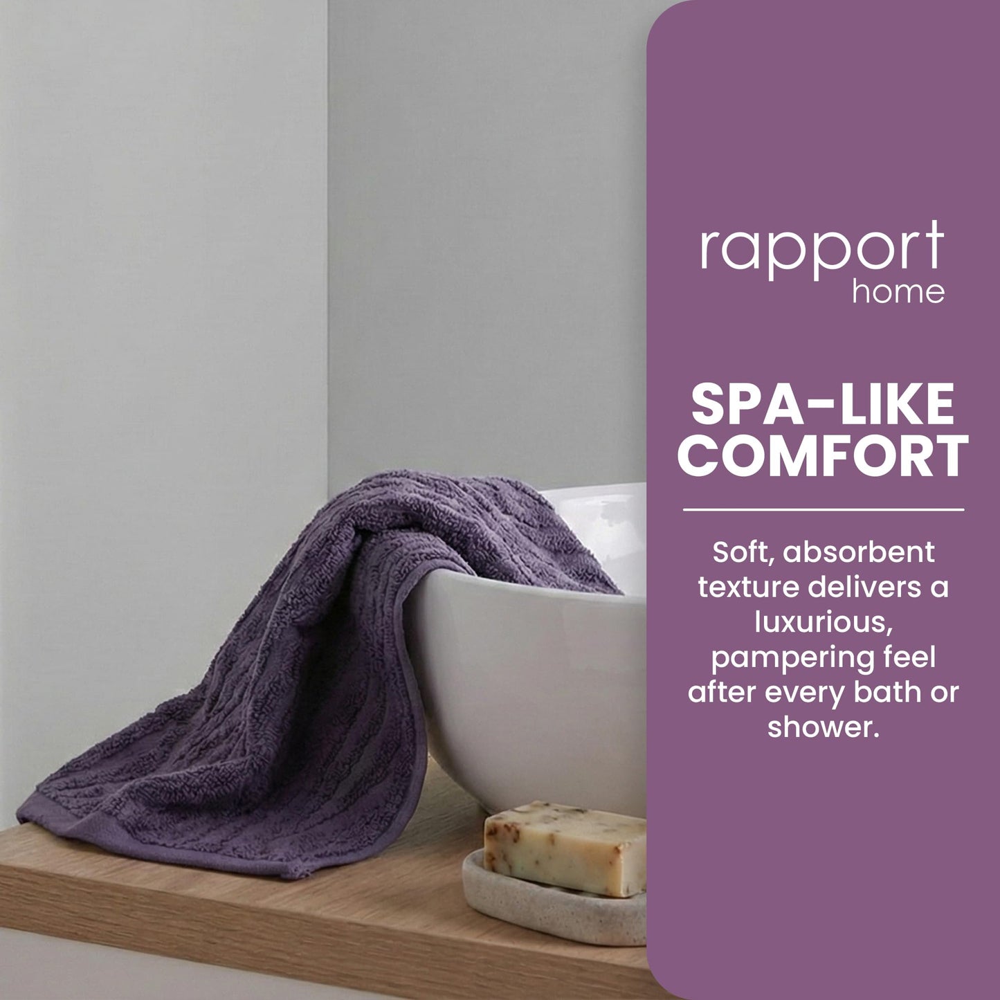 Rapport Home Safari Face Towels 2-Pack | Luxurious 100% Cotton 500gsm Soft Absorbent Face Cloths | Oeko-Tex Certified Bathroom Hand Towels | Damson