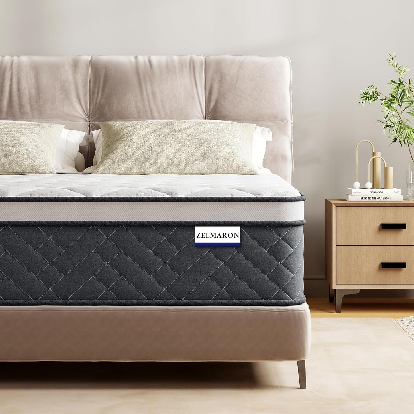 Zelmaron Super King Size Mattress, 12 Inch Innerspring Hybrid Mattress 6FT with Pocket Sprung & Breathable Foam - Medium Firm Mattresses