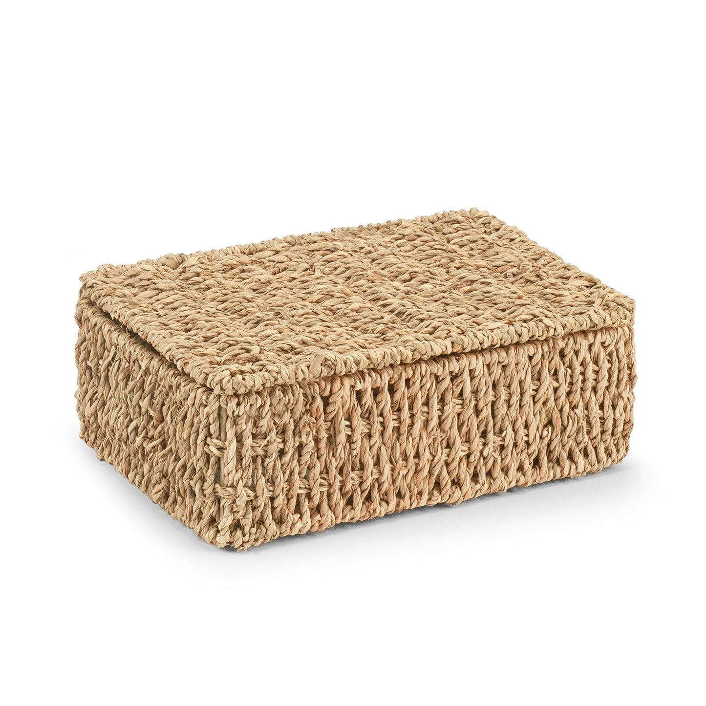 Woodluv Storage Boxes with Lids, Woven Natural Seagrass, Nesting Storage Baskets for Shelves, Gift Hamper Basket