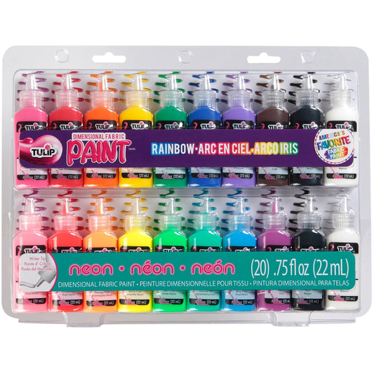 I Love To Create Tulip Dimensional Fabric Paint Set, Multi-Colour, 22 ml (Pack of 20)