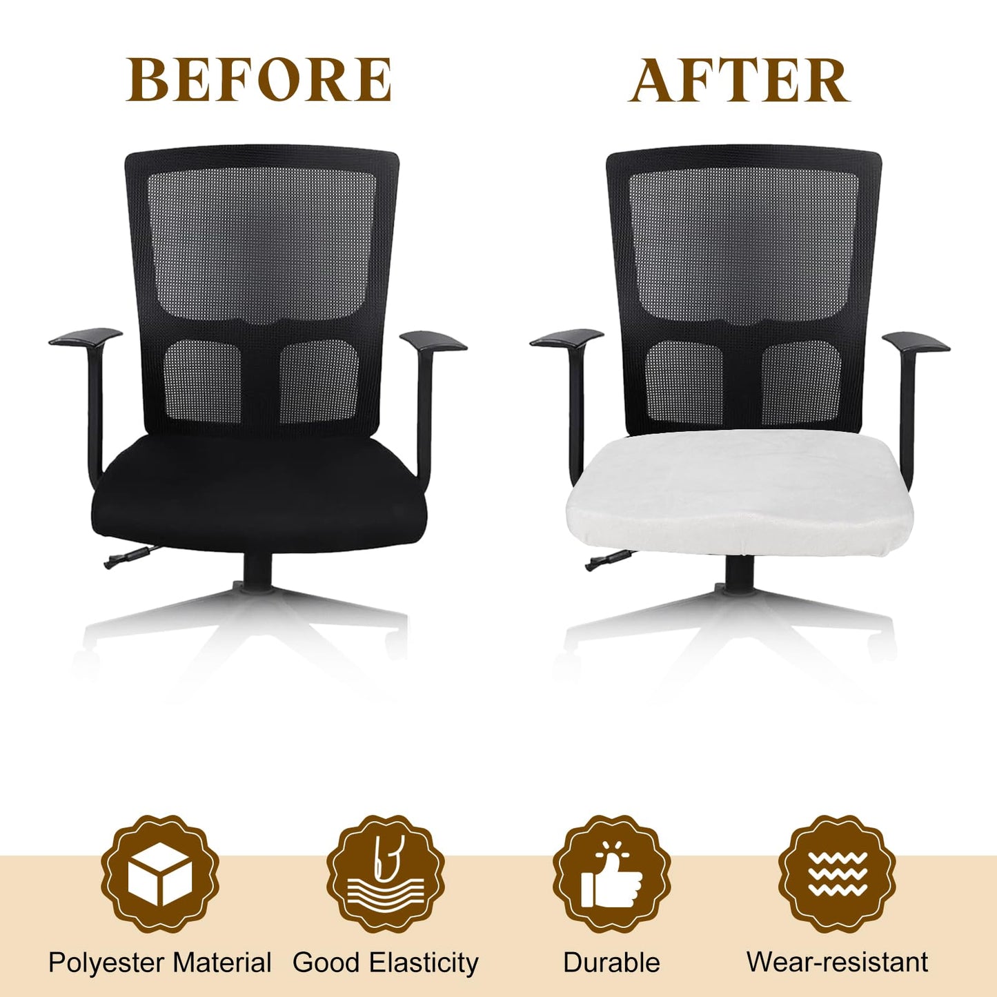 sourcing map Office Chair Cover, Stretchable Soft Rotating Chair Slipcover Washable Desk Computer Seat Cover Protector for Office Home, L(45-48cm)