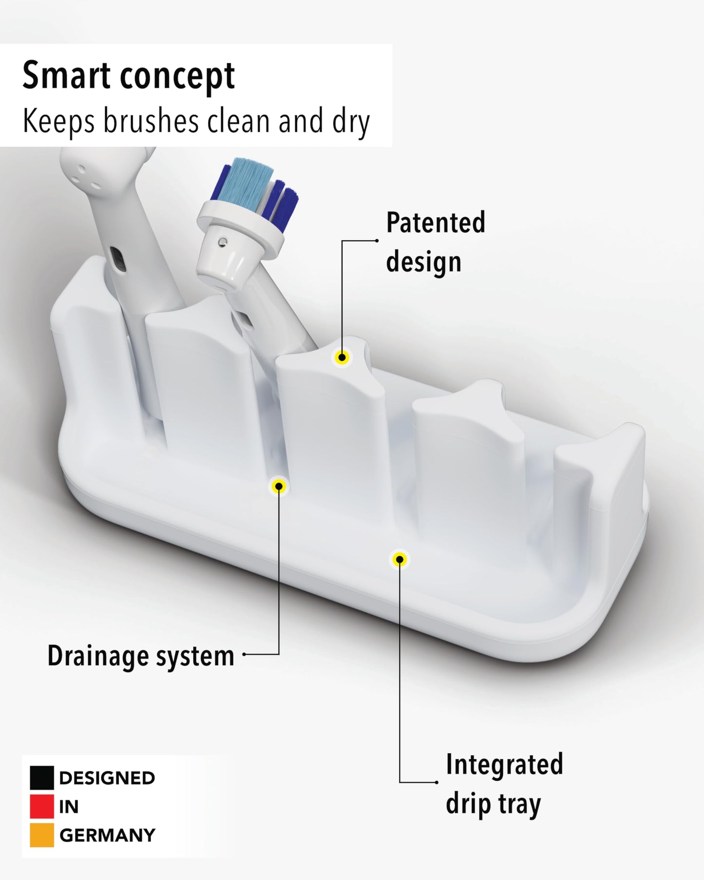 Qikfresh holder for 4 electric toothbrush heads (White)