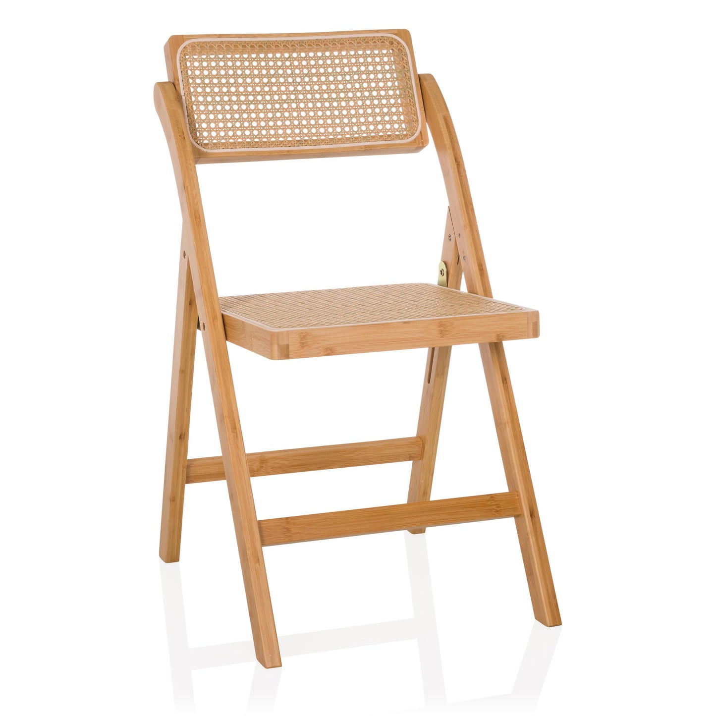 hjh LIVING Folding chair made of bamboo with Vienna weave TUDELA BAMBOO Wooden folding chair, folding chair, 130 kg load capacity