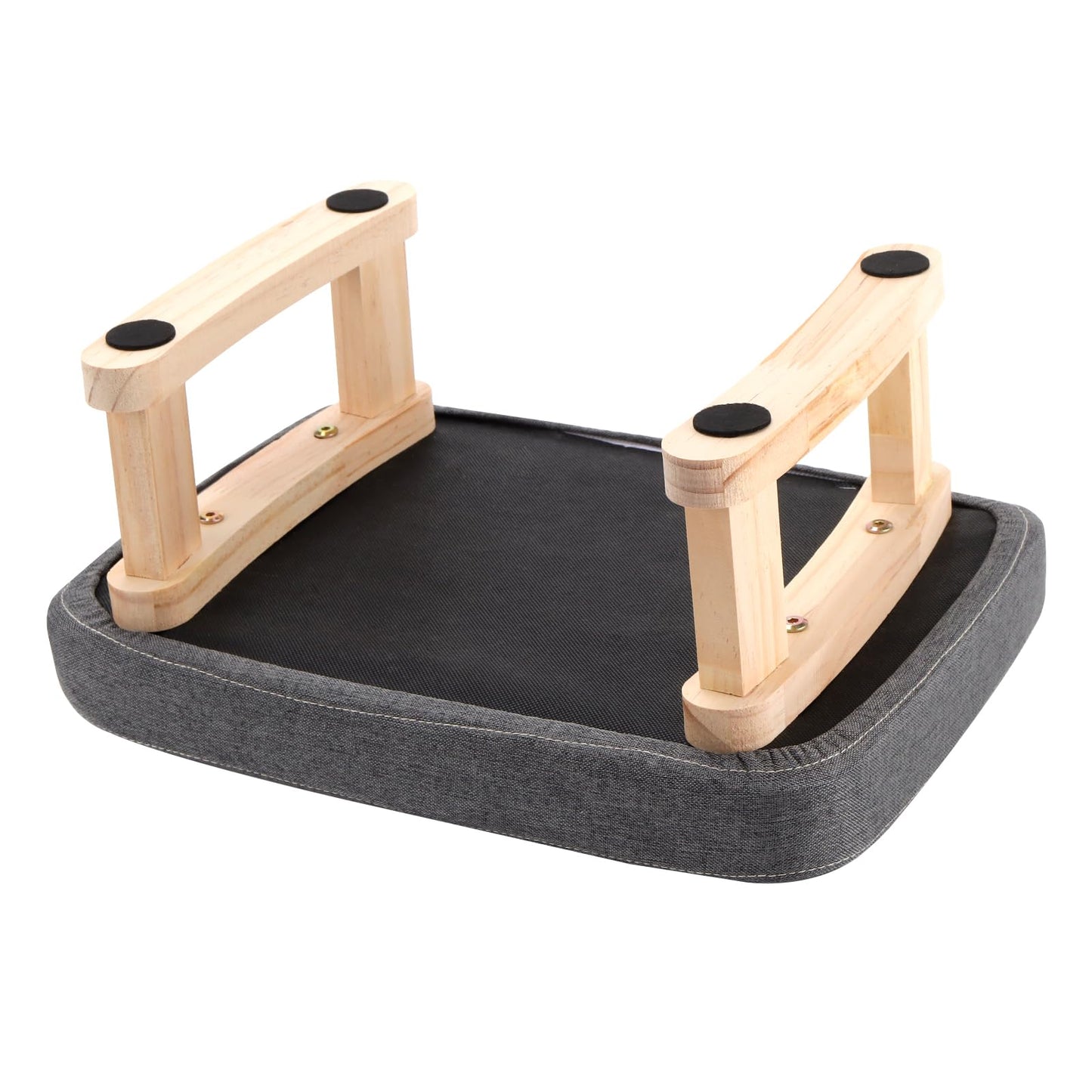 SINJEUN Small Footstool, Ottoman Foot Stool with Wooden Legs and Removable ‌Cotton-Flax Cover, Low Footstool for Living Room, Bedroom, Couch Side