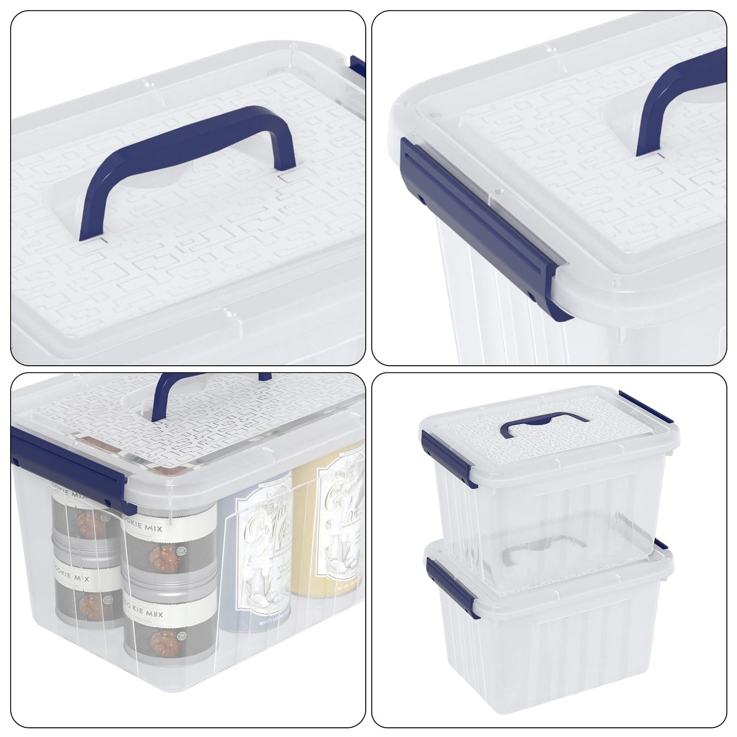 Bblina Clear Plastic Storage Box with Lid, 6L Storage Containers, 6 Pack