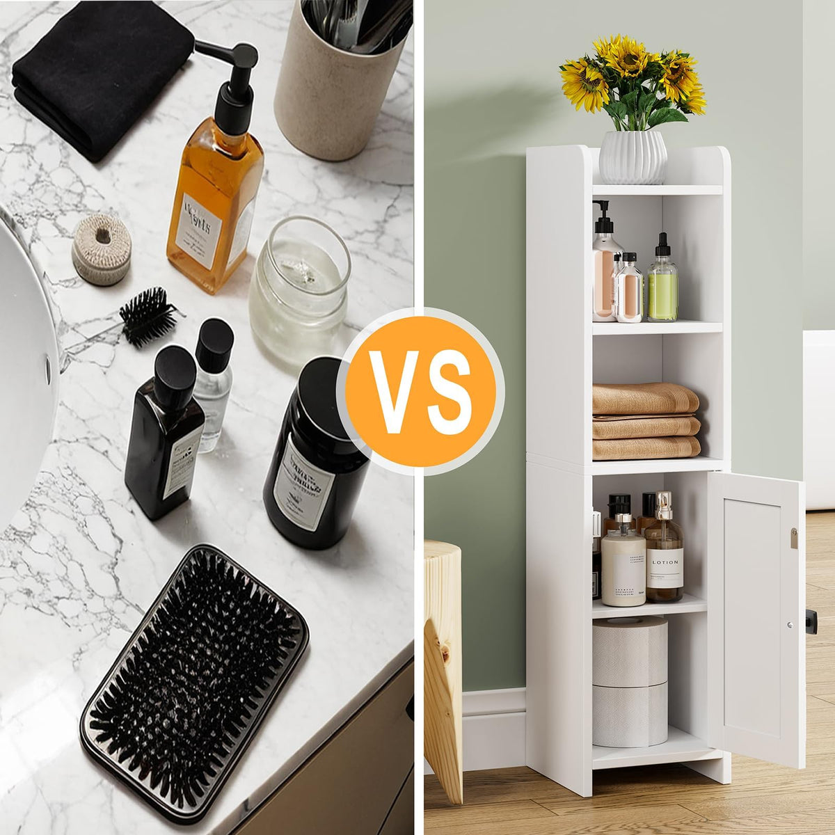 Lomojo Small Bathroom Storage Cabinet Corner, 20x20x78cm, White
