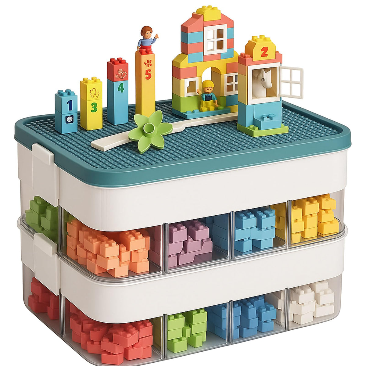 WinHUb 2 Layer Stackable Storage Organizer Box, Adjustable Small Parts Case