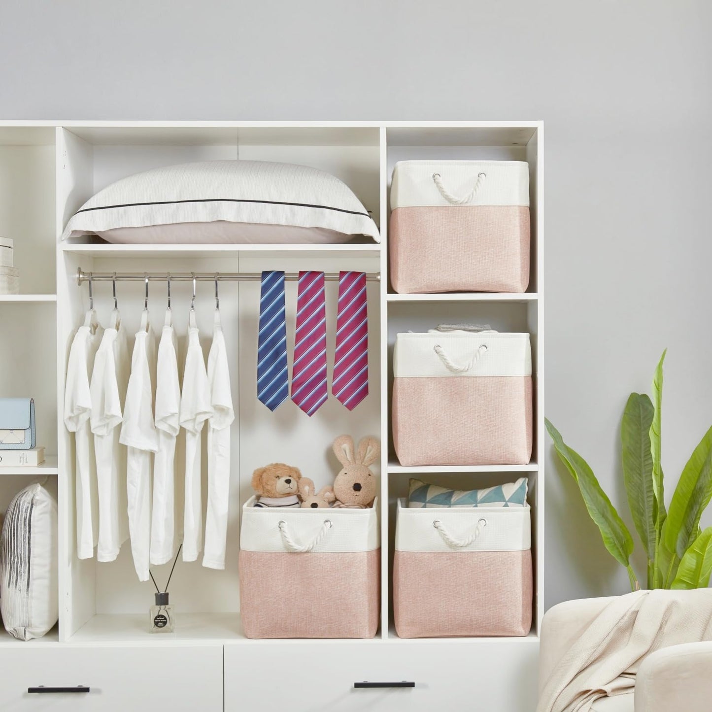 Mangata Fabric Storage Baskets, 33x33x33cm Cube Storage Unit Boxes Storage Boxes for Organizing Clothes Shelf Nursery Home Closet