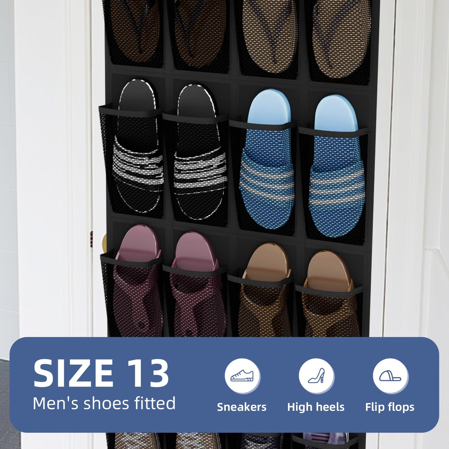 Dailyart Door Shoe Rack Hanging, 24 Large Pockets Hanging Shoe Storage