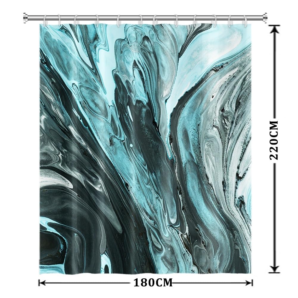 Xiaoterna Modern Abstract Luxury Shower Curtain Dark Green Marble Textured Waterproof Bathroom Curtain 3D Minimalism Gradient Ombre Machine Washable