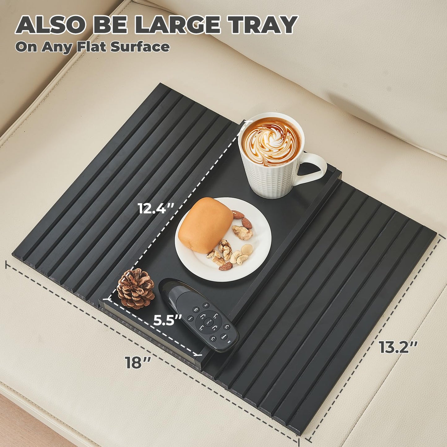 LOVYANXUE Bamboo Sofa Arm Tray, Anti Falling Couch Arm Tray Table, Foldable Couch Armrest Table, Portable Sofa Armrest Trays Cup Holder for Drink