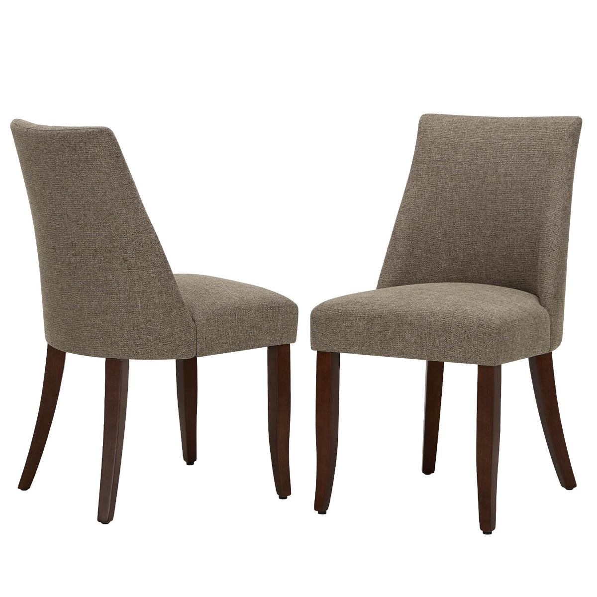 COLAMY Upholstered Dining Chairs Set of 2, Linen Fabric Parsons Dining Room Chairs with Curved Backrest, Solid Rubber Wood Legs