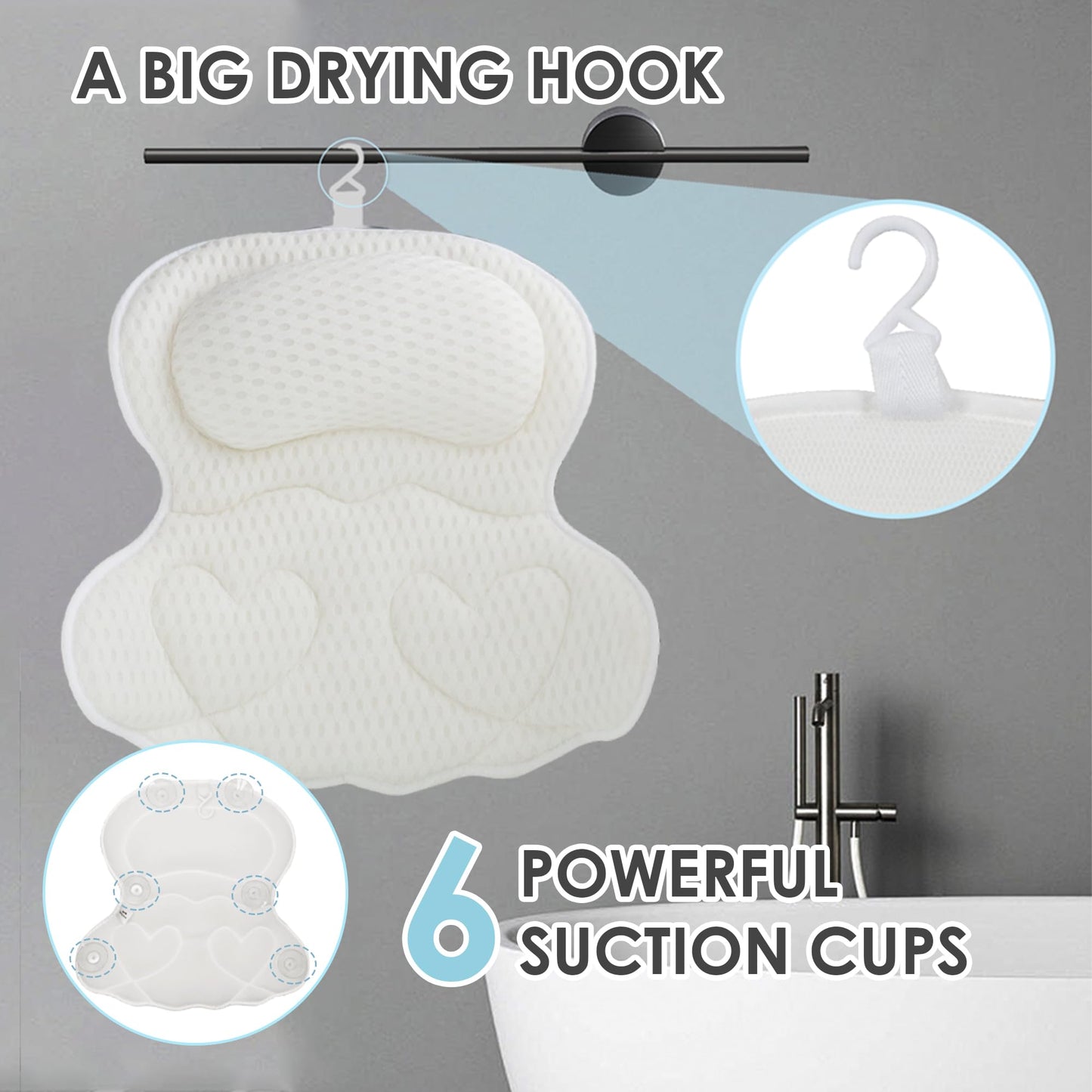 Joeyset Bath Pillows for Tub Luxury, Bath Pillow for Head and Neck, Fit Bathtub Hot Tub Relaxing Gifts for Women