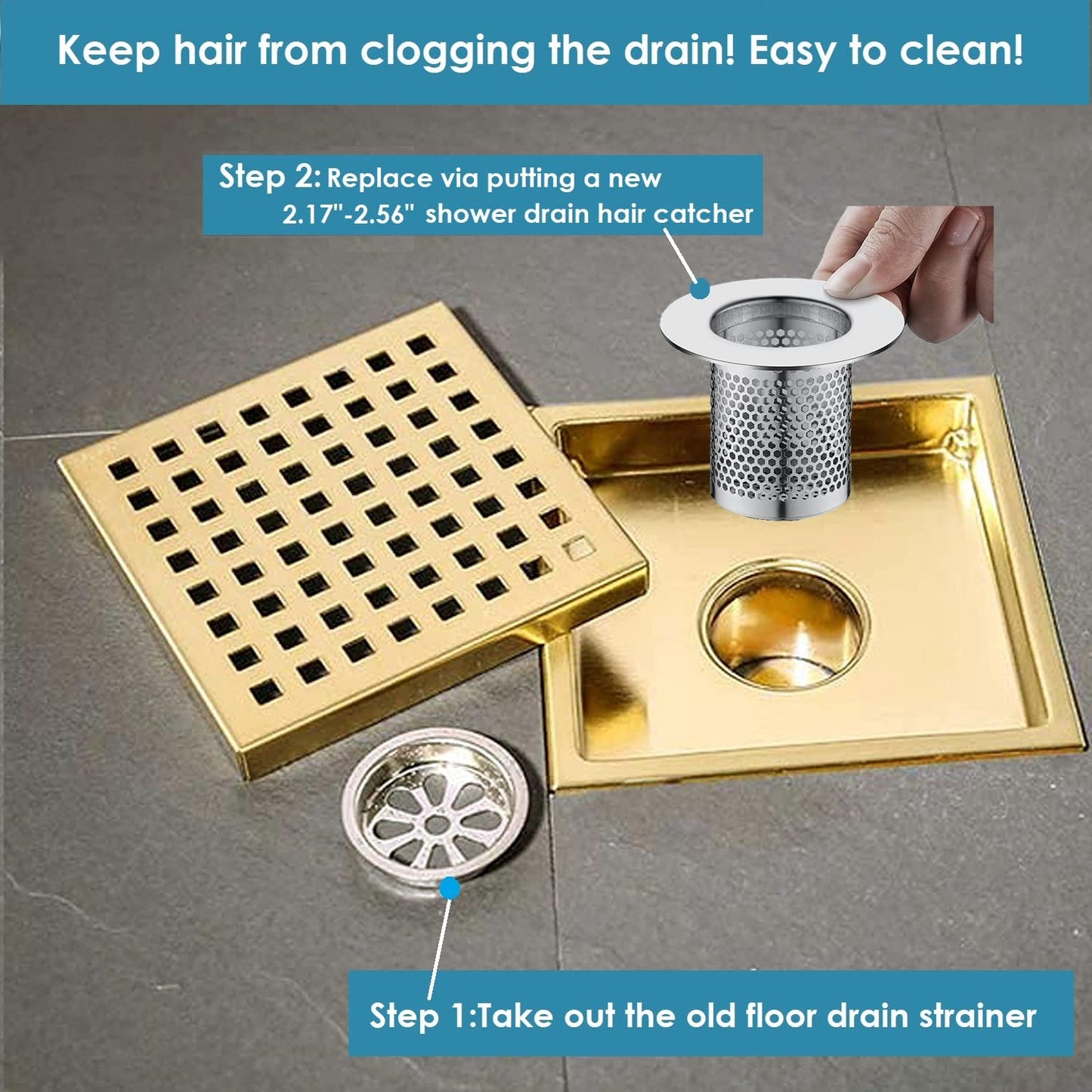 CNSZNAT 3-Pack Hair Catcher Shower Drain Strainer, Floor Drain Strainer, Stainless Steel Sink Strainer for Bathroom Washbasin Bathtub Drain