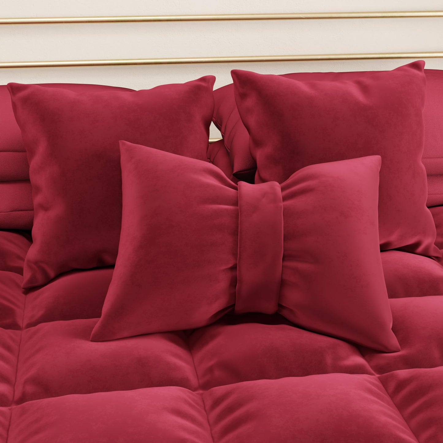 PETTI Artigiani Italiani - Velvet Cushions with Filling, Cushion for Bedroom, Sofa and Living Room with Pouch, 2 Pieces Burgundy - 50 x 50 cm