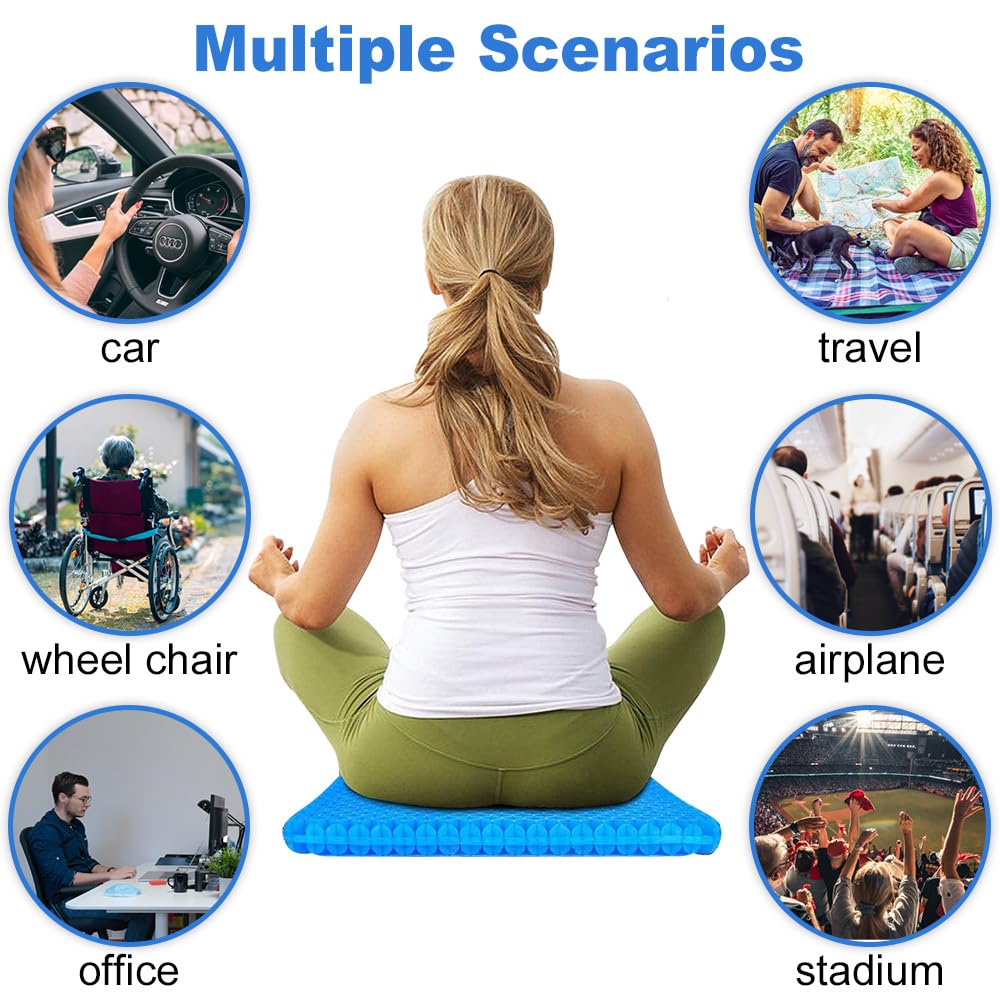 Chair Cushions,Car Seat Cushion,Honeycomb Gel wheelchair Cushion for Driving,Airplane,Travel,Orthopedic,Coccyx,Office,Desk,Pressure
