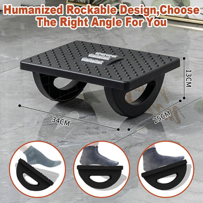 Lighterday Ergonomic Foot Stool - Adjustable Under Desk Foot Rest with Roller Massage Black