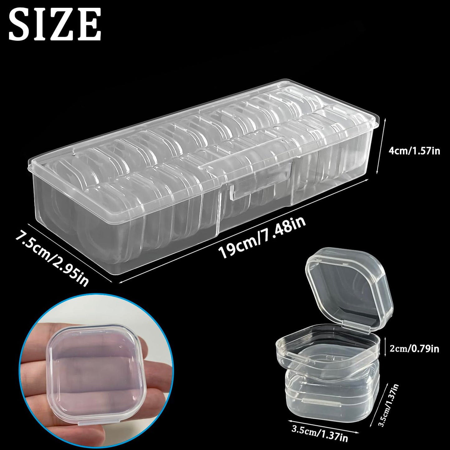 Qualsen Storage Boxes with Lids, 40 Pieces, 3.5 x 3.5 x 1.8 cm