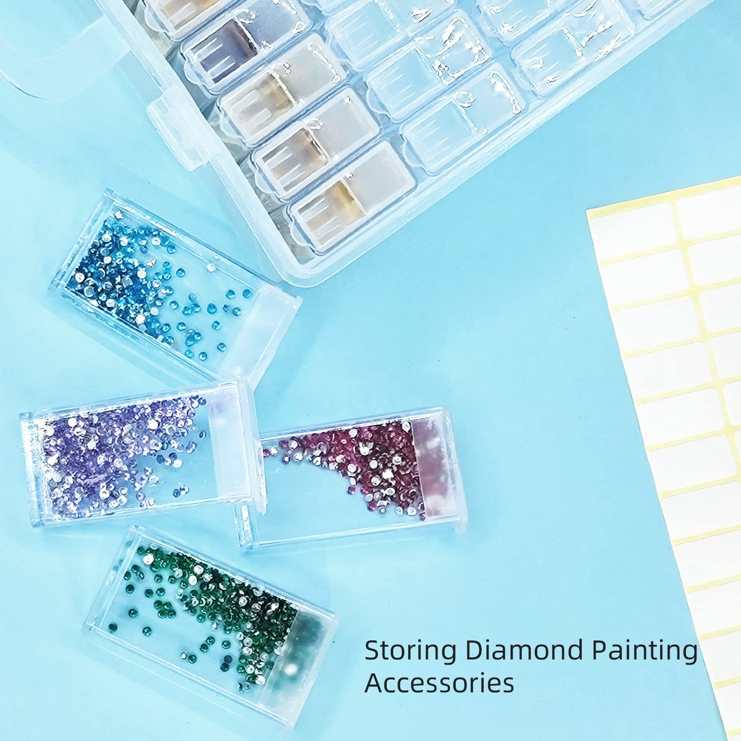 ARSUNOVO 64 Slots Seed Storage Box,Diamond Painting Organizer,Portable Bead Storage,Storage Containers Use for Seeds and Diamond Accessories