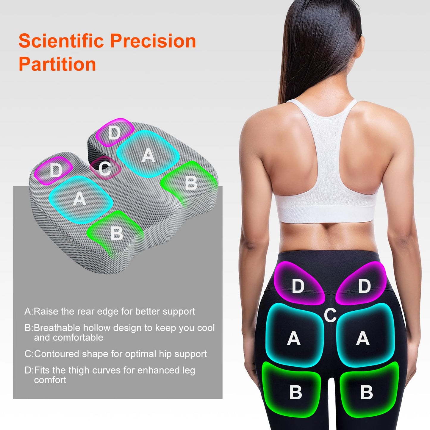 inaepeak Seat Cushion for Office Chair, Memory Foam Seat Cushion for Coccyx Tailbone Pain Relief, Seat Cushions for Office Chair/Car/Wheelchair