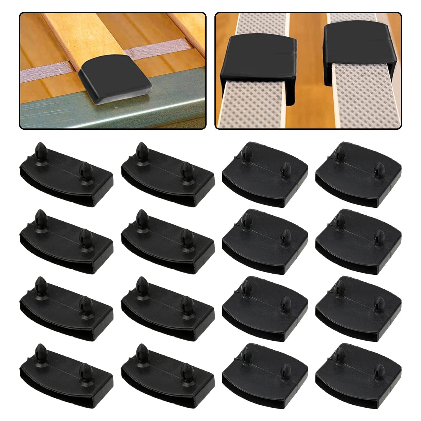 hifrom Slatted Frame Brackets Set, 36 Pieces, High Density Polyethylene, Black, for Beds up to 53 mm Wide, Single Double Beds Accessories