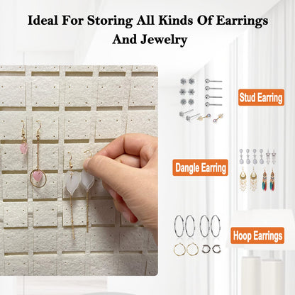 Yanmucy Earring Holder Organizer Hanging Holds Up to 300 Pairs Wall Mount Jewelry Storage Bag Earring Holder For Girls Women Beige