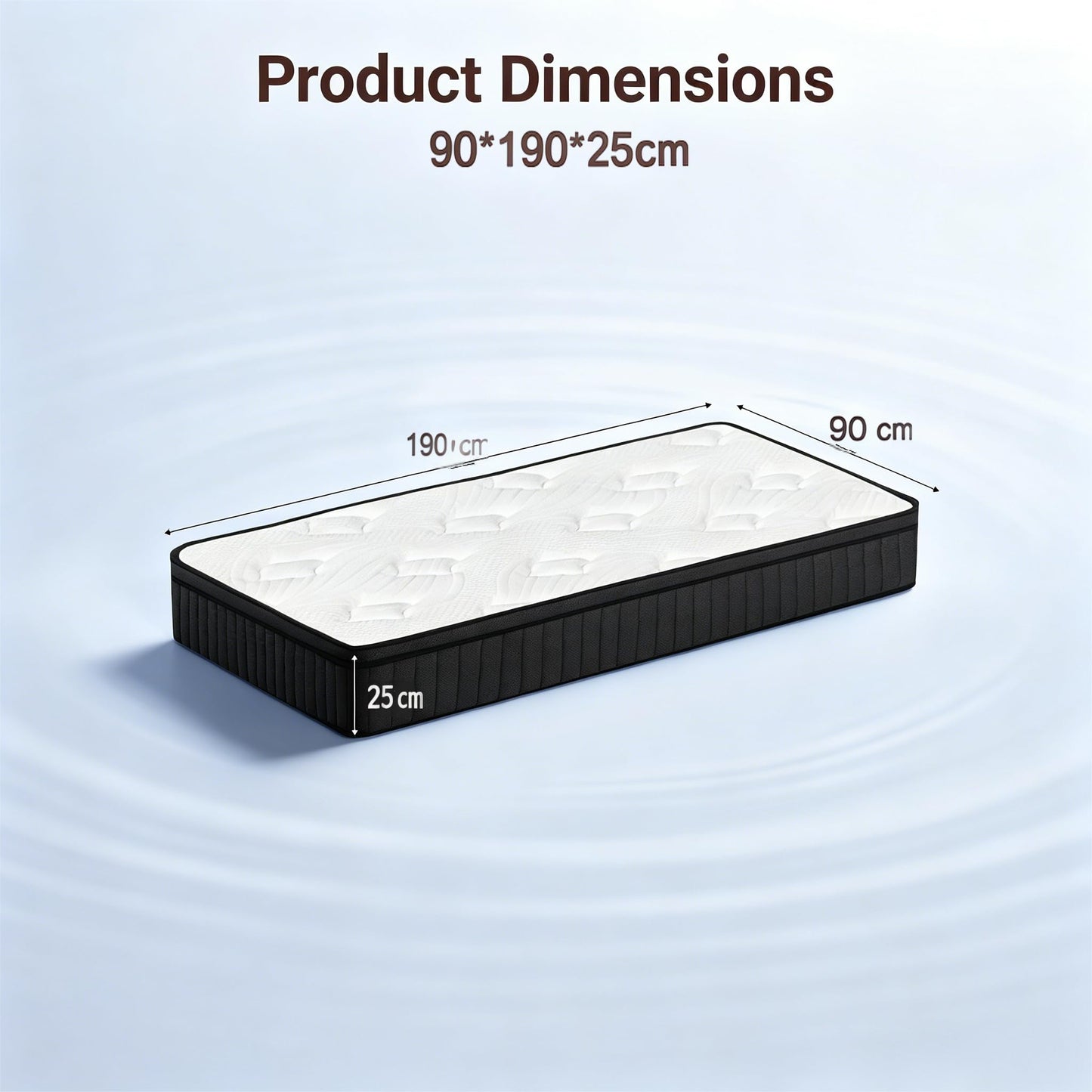 Vipbear Single Mattress 3FT, 10 Inch Hybrid Memory Foam & Sprung Mattress in a Box, Medium Firm, 90 x 190 x 25cm