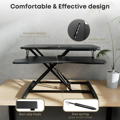 PUTORSEN 32 inch Standing Desk Converter, Height Adjustable Sit Stand Desk Converter for PC Computer Screens, Ergonomic Adjustable Desk Riser with 31