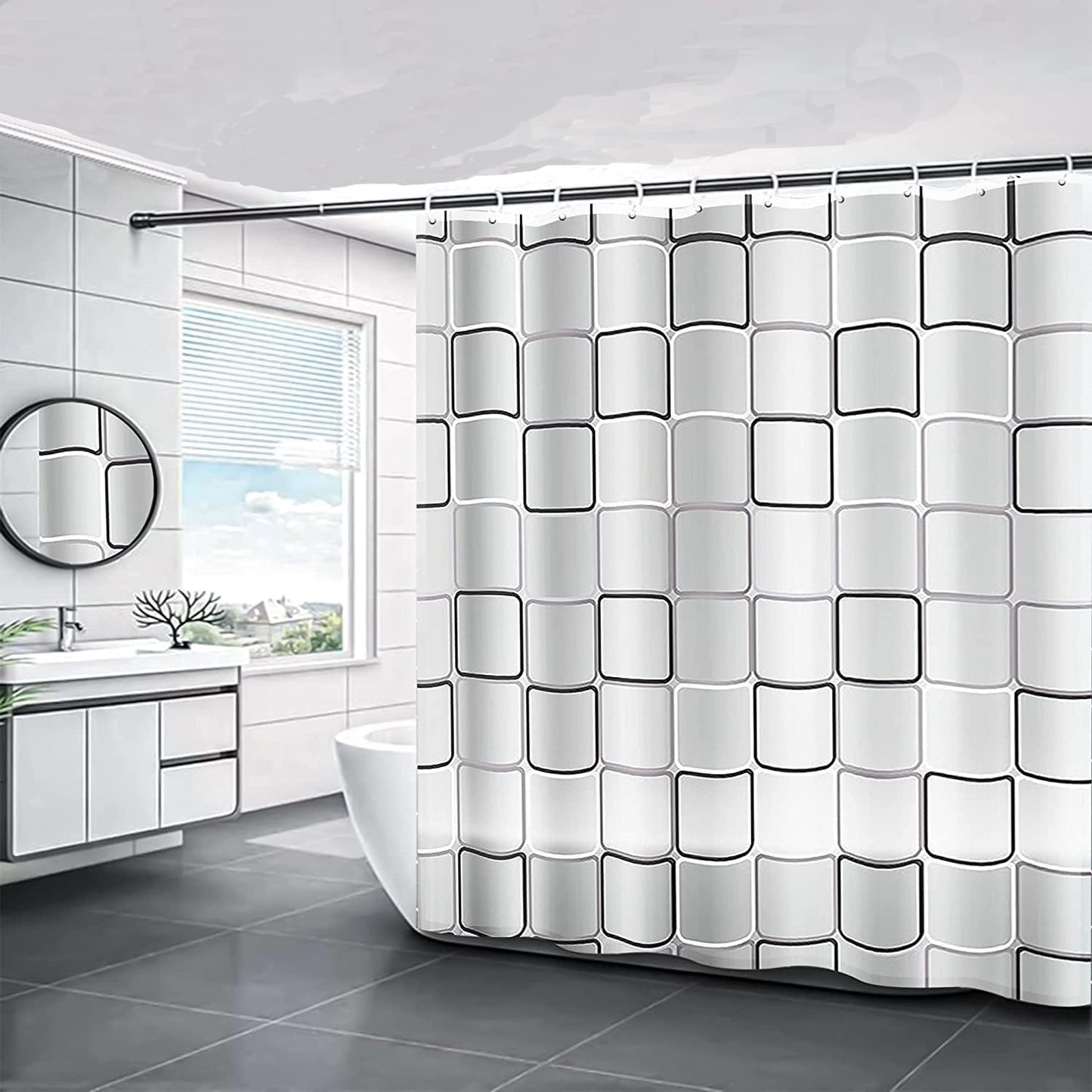 HUIBOHOU Shower Curtain, Mould Proof and Mildew Resistant Washable Bathroom Curtains, Shower Curtain for Bathroom, Bath Curtains with Hooks