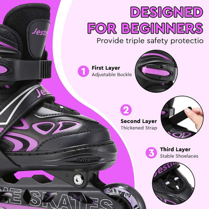 Adjustable Inline Skates for Kids, Girls Boys Light up Inline Skates Size Adjustable Roller Blades for Beginners (Small (UK 11-1))
