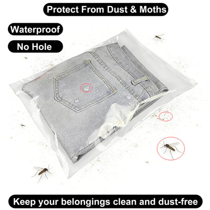 QISF Reusable Ziplock Bags for Clothes - 10 Pcs 35cm x 45cm Store & Protect Zip Seal Clothes Storage Bags，Clear Seal Bag Waterproof Luggage Organiser