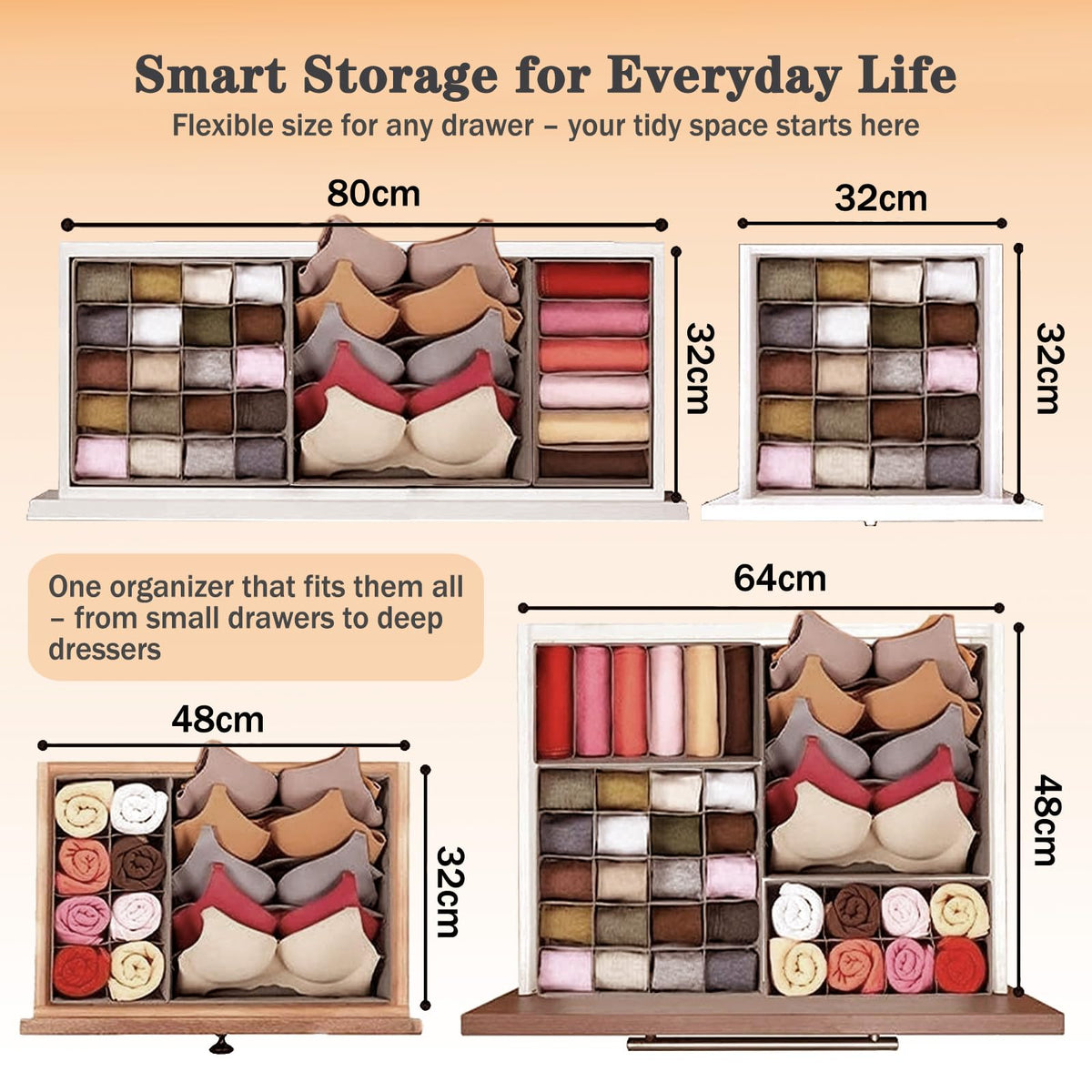 Yucch Set of 8 Drawer Organisers – Complete Space-Saving Underwear Storage Solution for Clothes, Bras, Socks, and Ties