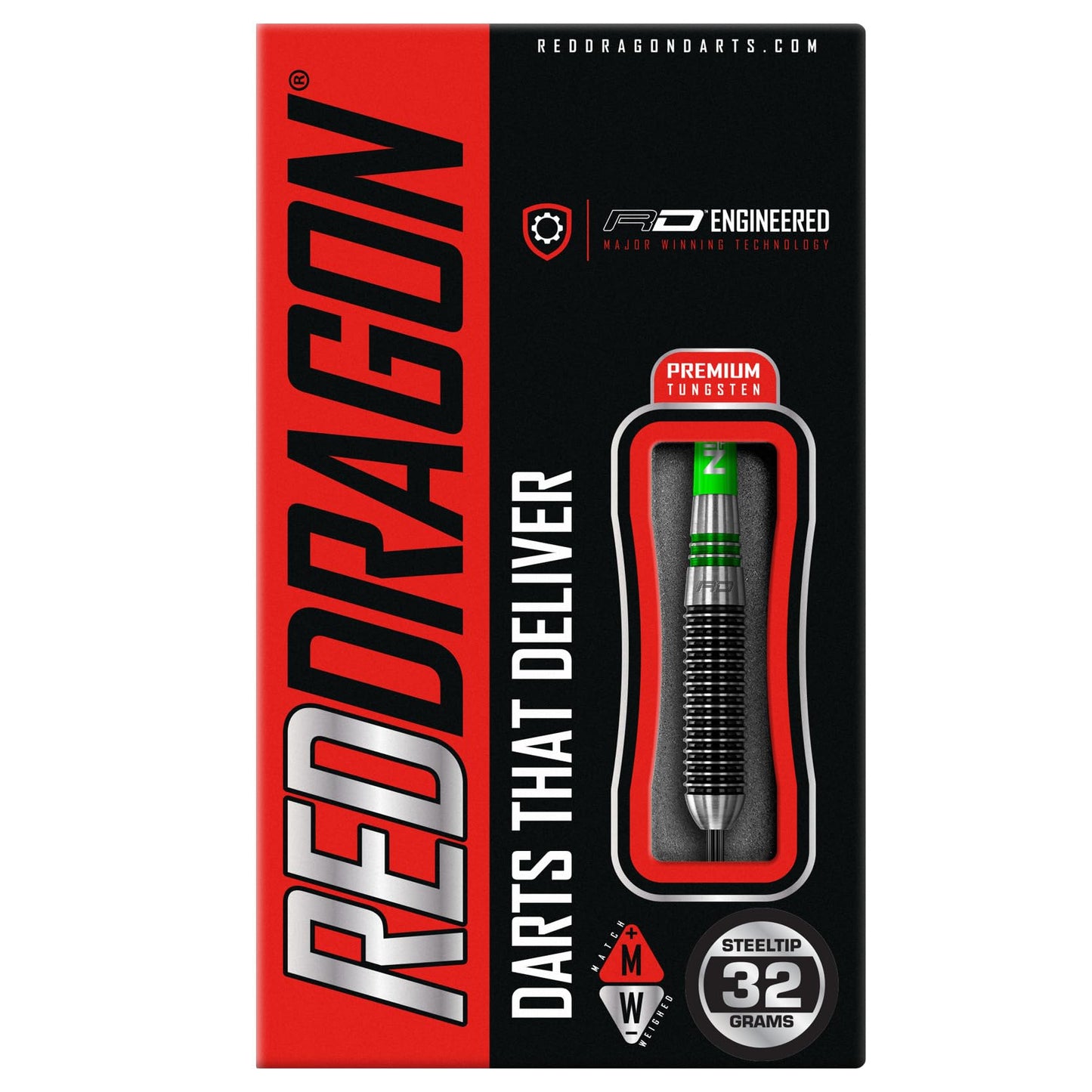 RED DRAGON Titan 2-32g Tungsten Darts Set with Flights and Stems