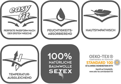 Setex kalmuck mattress protector, corner rubber, 100% cotton, classic, raw white, 2107, Cotton, natural, 100 x 200 cm