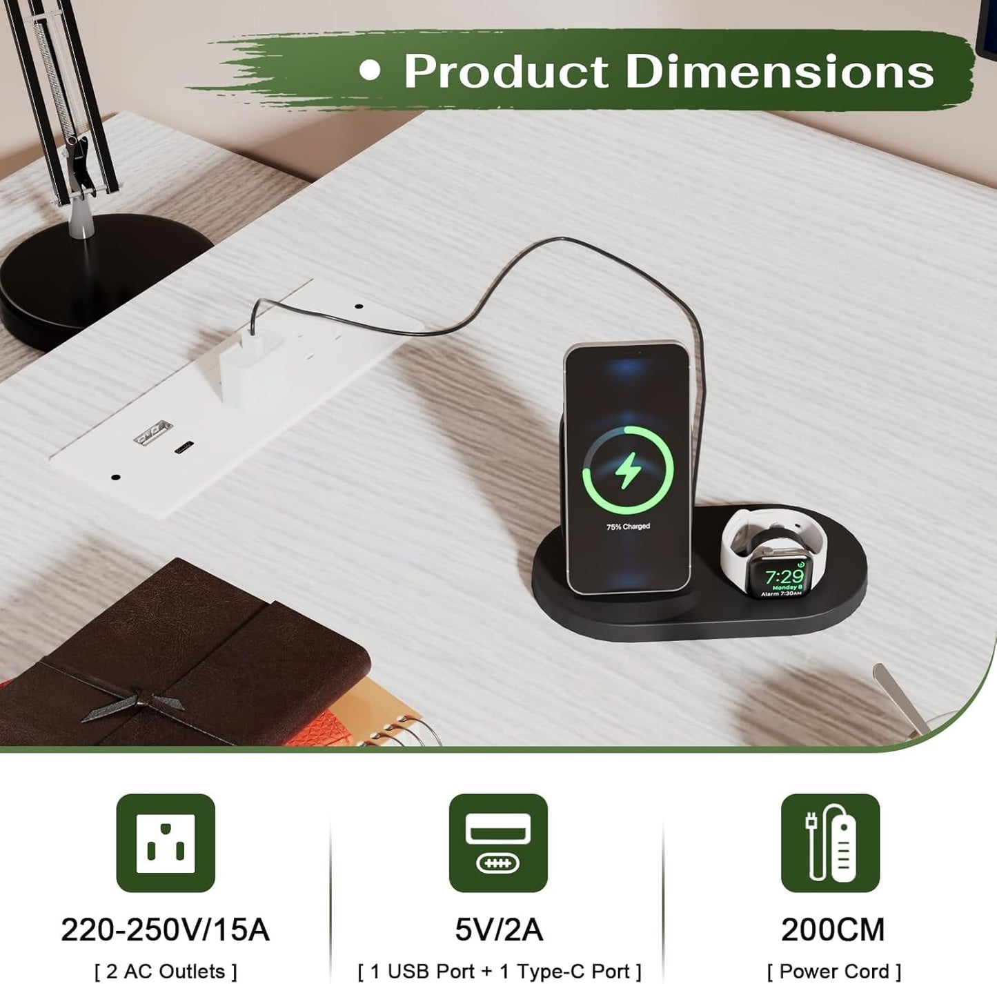 JUMMICO Corner Desk with 3 Drawers, 140 x 105 cm, Folding L-shaped Desk, Equipped with Socket and USB Charging Port, Storage Space