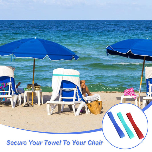 BORISCA 6 Pcs Beach Towel Bands, 3.8x40cm Towel Bands for Sun Loungers with Storage Bag, Elastic Towel Craber for Beach Chair, Towel Bands for Beach