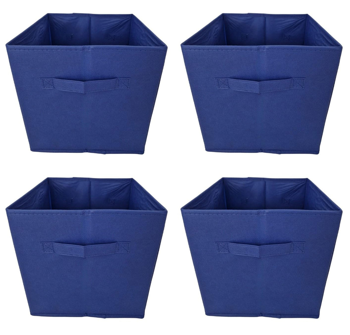 Aryllis Folding Storage Boxes, Navy, Pack of 4, Collapsible Fabric Storage Cubes - 27cm x 27cm