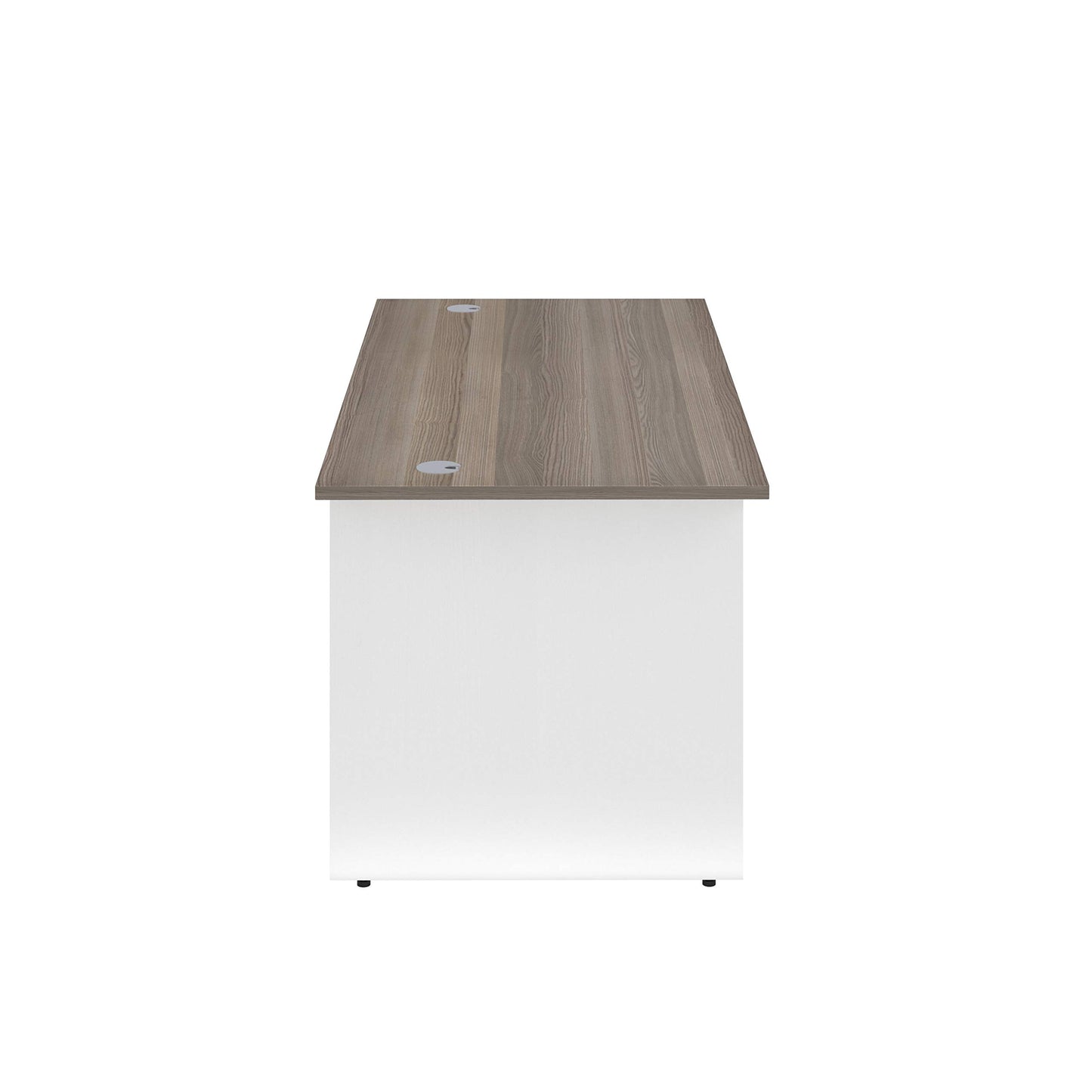 Office Hippo Heavy Duty Rectangular Office Desk with Panel Ends, 120 x 60 x 73 cm, White Legs, Grey Oak Top
