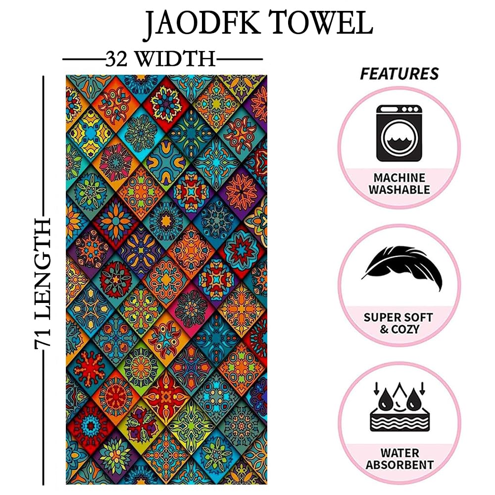 JAODFK Microfibre Beach Towel 71"X32" Quick Dry Lightweight Sand Free Extra Large Thin Towels Travel Essentials For Adults Womens Swim Bath