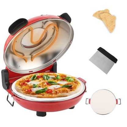 YIBAKE Pizza Maker Electric, 4-Min-Pizza in 1200W Pizza Oven, 31cm Refractory Stone Plate, Max 420 Pizza Maker with 5 Cooking Levels, inkl. Pizza