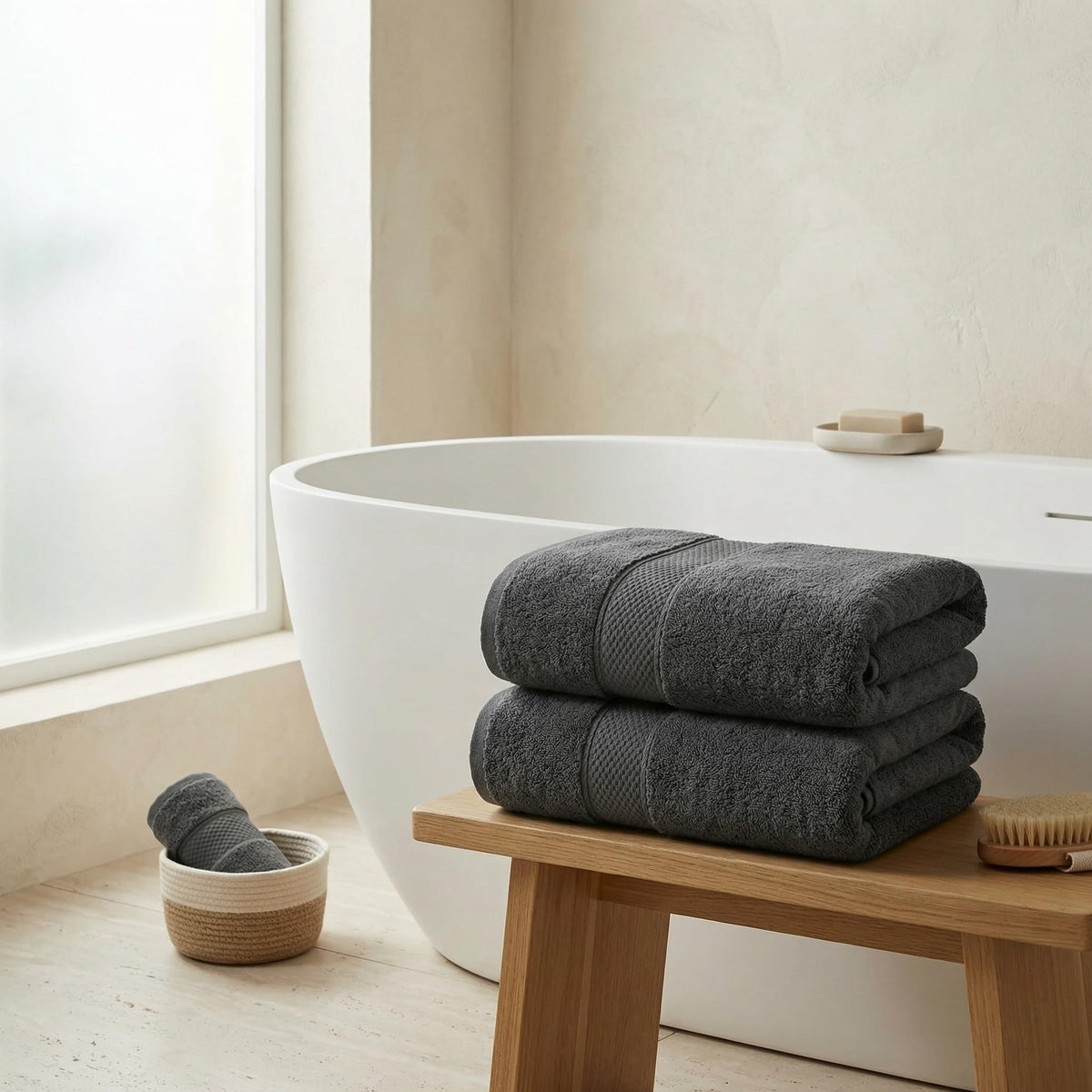 MistyMorning Bath Towels Pack of 2, Extra Large 70x140cm, Luxury 100% Cotton 500GSM Super Soft & Highly Absorbent Quick Dry Luxury Bathroom Towels