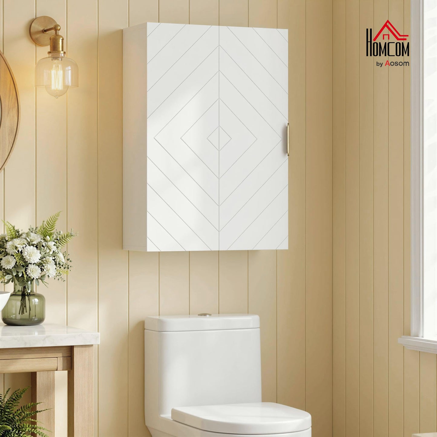 kleankin Bathroom Wall Cabinet with Adjustable Shelves for Hallway, White